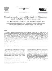 Physica B-2005-Nam-穆斯堡尔谱研究掺杂3d过渡金属的金属硫化物的磁性特征