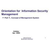 1. 信息安全管理体系培训教材Orientation on ISMS - 1.Management System