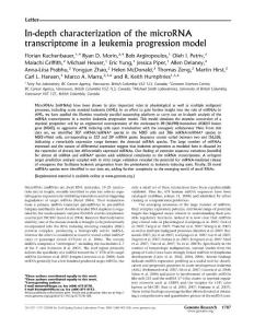 【miRNA 研究】In-depth characterization of the microRNA transcriptome in a leukemia progression model