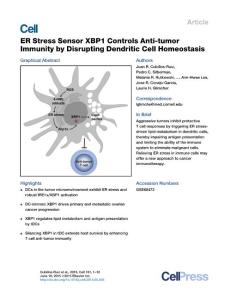 ER Stress Sensor XBP1 Controls Anti-tumor Immunity by Disrupting Dendritic Cell Homeostasis