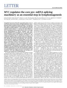 MYC regulates the core pre-mRNA splicing machinery as an essential step in lymphomagenesis