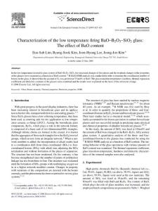 Characterization of the low temperature firing BaO–B2O3–SiO2 glass The effect of BaO content