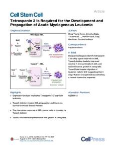 Tetraspanin 3 Is Required for the Development and Propagation of Acute Myelogenous Leukemia