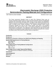 00218-TI Electrostatic Discharge (ESD) Protective Semiconductor Packing Materials and Configurations