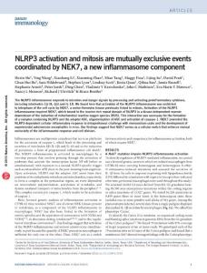 ni.3333-NLRP3 activation and mitosis are mutually exclusive events coordinated by NEK7, a new inflammasome component