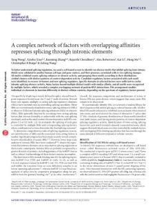 nsmb.2459-A complex network of factors with overlapping affinities represses splicing through intronic elements