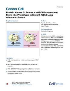 Cancer Cell-2016-Protein Kinase Cι Drives a NOTCH3-dependent Stem-like Phenotype in Mutant KRAS Lung Adenocarcinoma