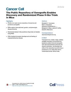 Cancer Cell-2016-The Public Repository of Xenografts Enables Discovery and Randomized Phase II-like Trials in Mice