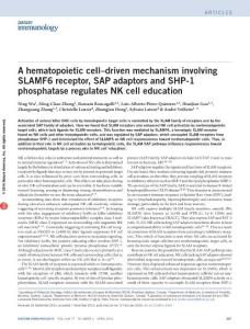 ni.3369-A hematopoietic cell–driven mechanism involving SLAMF6 receptor, SAP adaptors and SHP-1 phosphatase regulates NK cell education