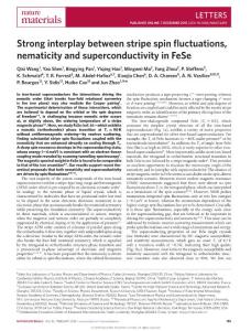 nmat4492-Strong interplay between stripe spin fluctuations, nematicity and superconductivity in FeSe