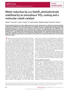 nmat4511-Water reduction by a p-GaInP2 photoelectrode stabilized by an amorphous TiO2 coating and a molecular cobalt catalyst