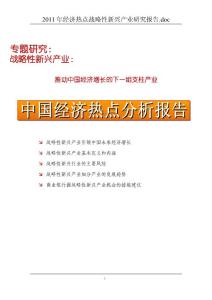 2011年经济热点战略性新兴产业研究报告