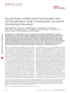 nbt.3584-Non-genotoxic conditioning for hematopoietic stem cell transplantation using a hematopoietic-cell-specific internalizing immunotoxin