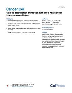 Cancer Cell-2016-Caloric Restriction Mimetics Enhance Anticancer Immunosurveillance