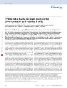 ni.3491-Hydrophobic CDR3 residues promote the development of self-reactive T cells