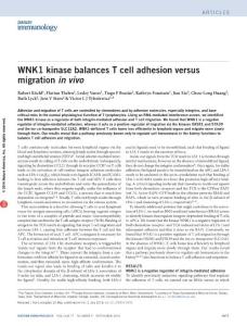 ni.3495-WNK1 kinase balances T cell adhesion versus migration in vivo