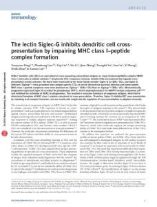 ni.3535-The lectin Siglec-G inhibits dendritic cell cross-presentation by impairing MHC class I–peptide complex formation