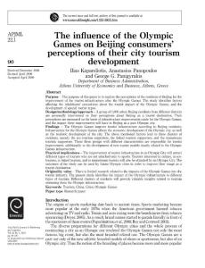 The influence of the Olympic Games on Beijing consumers´ perceptions of their city tourism development
