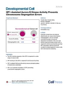 Developmental Cell-2016-HP1-Assisted Aurora B Kinase Activity Prevents Chromosome Segregation Errors