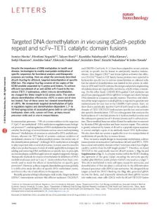 nbt.3658-Targeted DNA demethylation in vivo using dCas9–peptide repeat and scFv–TET1 catalytic domain fusions