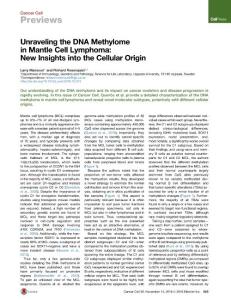 Cancer Cell-2016-Unraveling the DNA Methylome in Mantle Cell Lymphoma- New Insights into the Cellular Origin