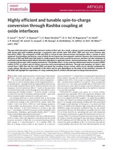 nmat4726-Highly efficient and tunable spin-to-charge conversion through Rashba coupling at oxide interfaces