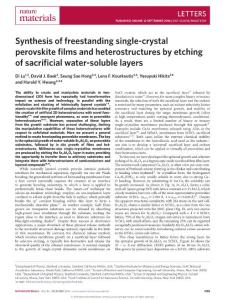 nmat4749-Synthesis of freestanding single-crystal perovskite films and heterostructures by etching of sacrificial water-soluble layers