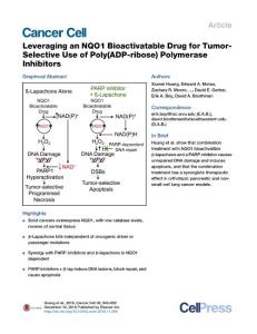 Cancer Cell-2016-Leveraging an NQO1 Bioactivatable Drug for Tumor-Selective Use of Poly(ADP-ribose) Polymerase Inhibitors