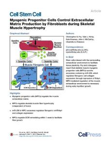 Cell Stem Cell-2017-Myogenic Progenitor Cells Control Extracellular Matrix Production by Fibroblasts during Skeletal Muscle Hypertrophy
