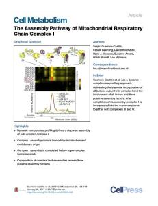 Cell Metabolism-2017-The Assembly Pathway of Mitochondrial Respiratory Chain Complex I