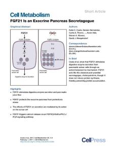 Cell Metabolism-2017-FGF21 Is an Exocrine Pancreas Secretagogue