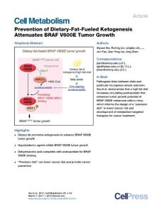 Cell Metabolism-2017-Prevention of Dietary-Fat-Fueled Ketogenesis Attenuates BRAF V600E Tumor Growth
