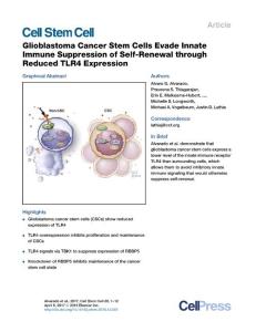 Cell Stem Cell-2017-Glioblastoma Cancer Stem Cells Evade Innate Immune Suppression of Self-Renewal through Reduced TLR4 Expression