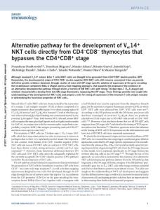 ni.3668-Alternative pathway for the development of Vα14+ NKT cells directly from CD4–CD8– thymocytes that bypasses the CD4+CD8+ stage