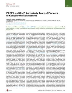 Molecular Cell-2017-PARP1 and Sox2 An Unlikely Team of Pioneers to Conquer the Nucleosome