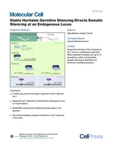 Molecular Cell-2017-Stable Heritable Germline Silencing Directs Somatic Silencing at an Endogenous Locus