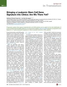 Cell Stem Cell-2017-Bringing a Leukemic Stem Cell Gene Signature into Clinics Are We There Yet