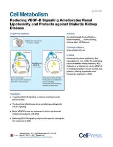Cell Metabolism-2017-Reducing VEGF-B Signaling Ameliorates Renal Lipotoxicity and Protects against Diabetic Kidney Disease