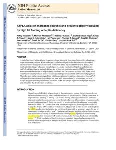 AdPLA ablation increases lipolysis and prevents obesity induced by high-fat feeding or leptin deficiency