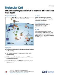 Molecular Cell-2017-MK2 Phosphorylates RIPK1 to Prevent TNF-Induced Cell Death