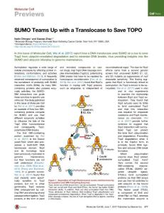 Molecular Cell-2017-SUMO Teams Up with a Translocase to Save TOPO