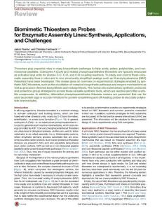 Cell-Chemical-Biology_2016_Biomimetic-Thioesters-as-Probes-for-Enzymatic-Assembly-Lines-Synthesis-Applications-and-Challenges