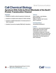 Cell-Chemical-Biology_2016_Apratoxin-Kills-Cells-by-Direct-Blockade-of-the-Sec61-Protein-Translocation-Channel