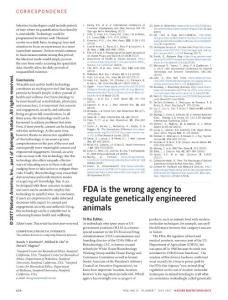 nbt.3915-FDA is the wrong agency to regulate genetically engineered animals
