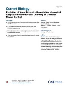 Current-Biology_2017_Evolution-of-Vocal-Diversity-through-Morphological-Adaptation-without-Vocal-Learning-or-Complex-Neural-Control