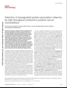 nbt.3955-Detection of dysregulated protein-association networks by high-throughput proteomics predicts cancer vulnerabilities
