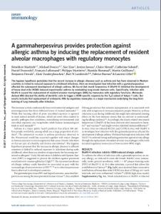 ni.3857-A gammaherpesvirus provides protection against allergic asthma by inducing the replacement of resident alveolar macrophages with regulatory monocytes
