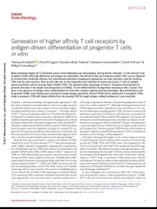 nbt.4004-Generation of higher affinity T cell receptors by antigen-driven differentiation of progenitor T cells in vitro