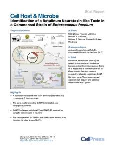 Cell Host & Microbe-2018-Identification of a Botulinum Neurotoxin-like Toxin in a Commensal Strain of Enterococcus faecium