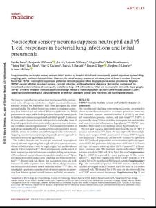 nm.4501-Nociceptor sensory neurons suppress neutrophil and γδ T cell responses in bacterial lung infections and lethal pneumonia